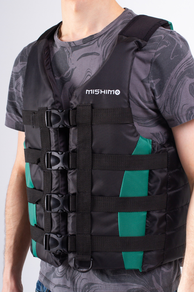 Жилет спасательный MISHIMO PRO Премиум качества Черно-зеленый в Барнауле