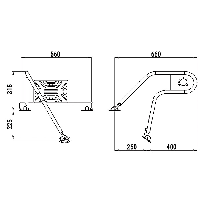 Стойка рулевая с креплением на баллон надувной лодки 25мм в Барнауле