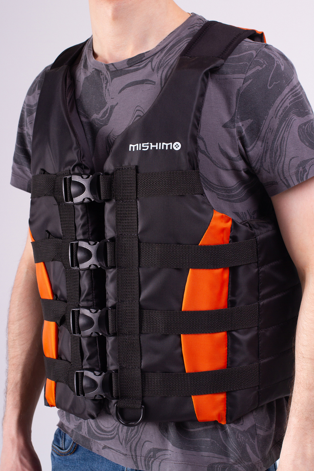 Жилет спасательный MISHIMO PRO Премиум качества Черно-оранжевый в Барнауле